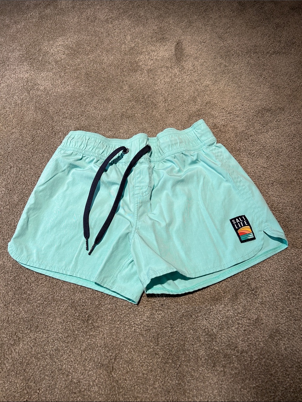 Salt Life Mint Swim Trunks with Navy Drawstring